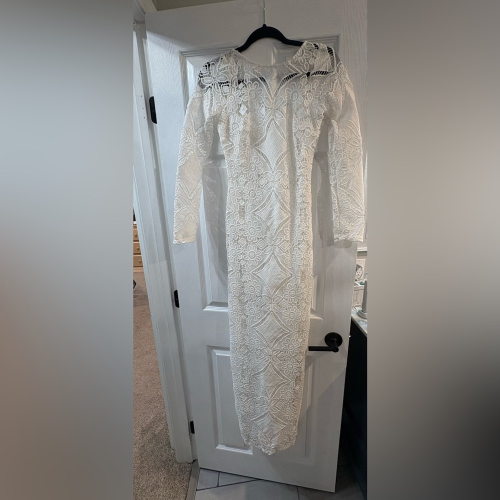 Lulu's White Lace Long Sleeve Dress